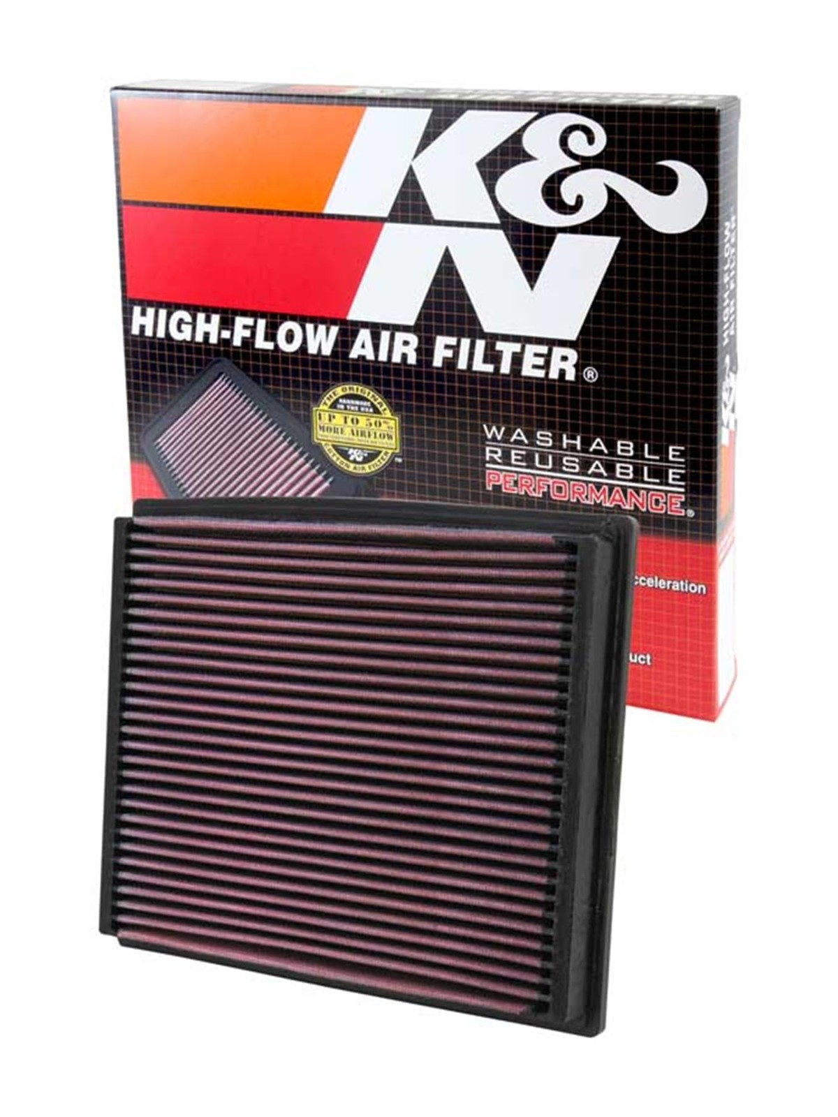 K&N Engine Air Filter: Reusable, Clean Every 75,000 Miles, Washable, Replacemen