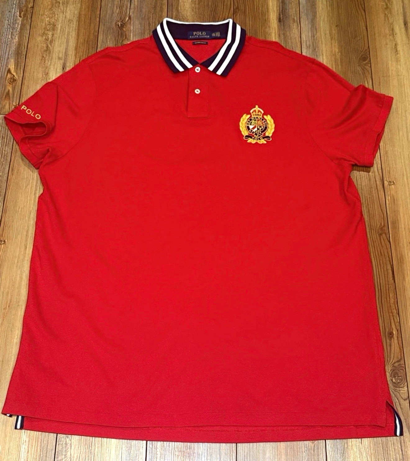 Polo Ralph Lauren Red Polo Crest and Navy-Trim Collar Size XXL