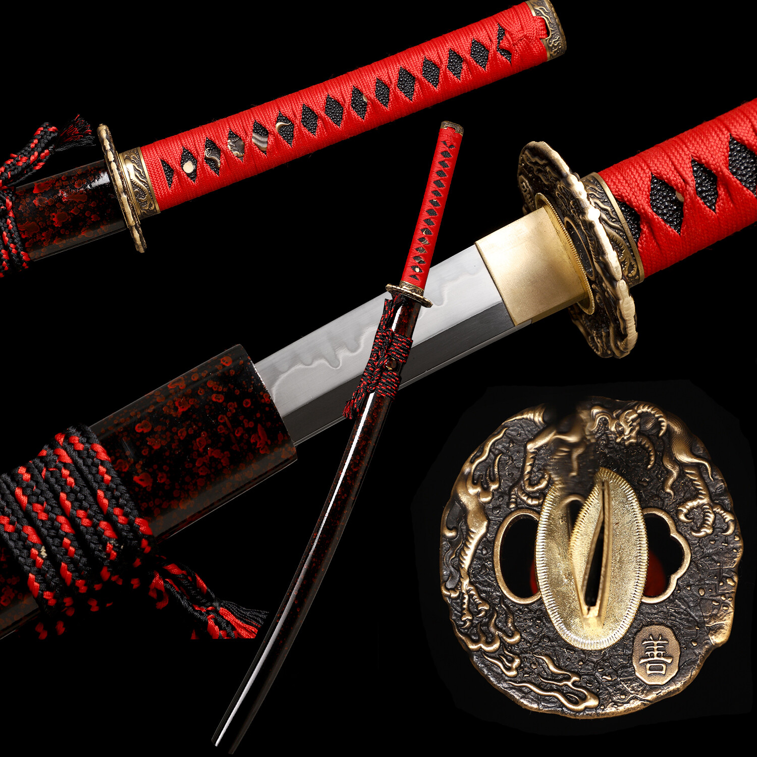 Japanese Handmade Samurai Katana Sword Choji Hamon Clay Tempered T10 Steel