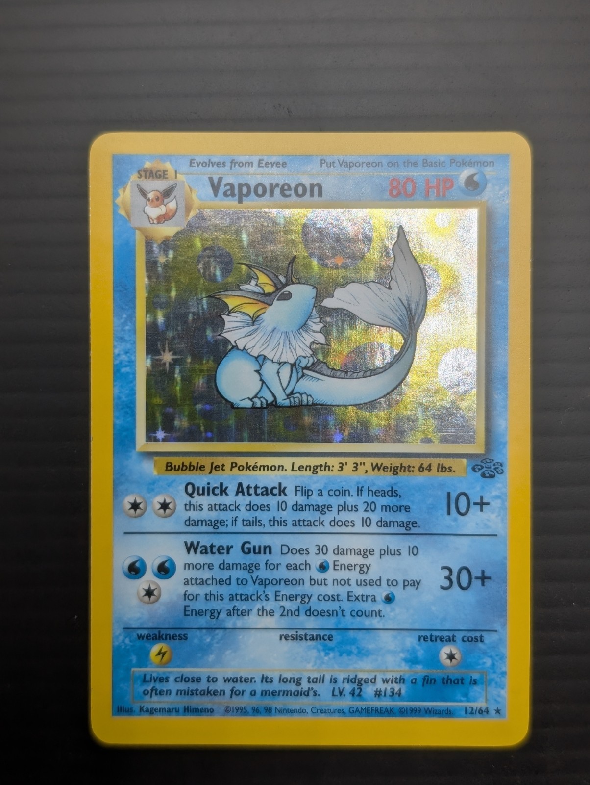 Pokémon TCG Vaporeon Jungle 12/64 Holo Wizards Base Set Holo Rare Pokémon TCG Vaporeon Jungle 12/64 Holo Wizards Base Set Holo Rare