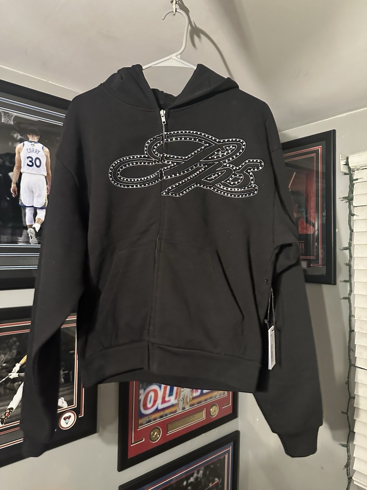 Sp5der Rhinestone Script Zip Hoodie - Small - Brand New W/Tags
