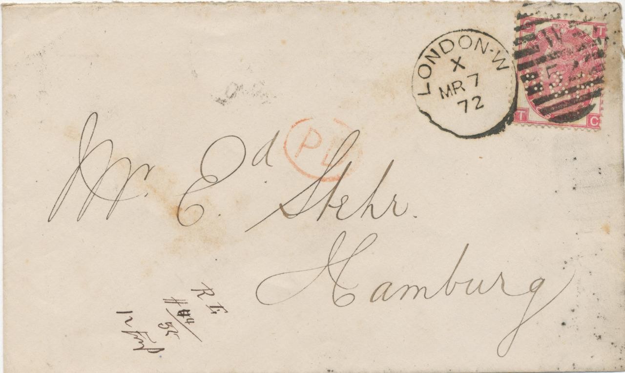 GB 1872 QV 3d rose pl.7 (TC), Perfin (\