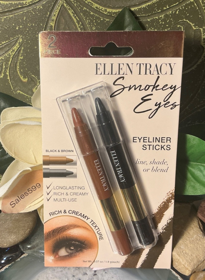 ELLEN TRACY ~ 2 EYELINER STICKS * Black & Brown * Smokey Eyes * LONG LASTING