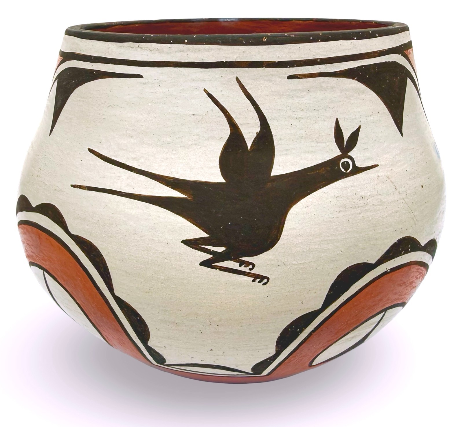 Vintage CANDELARIA GACHUPIN Zia Pueblo Pottery Jar w/ Birds
