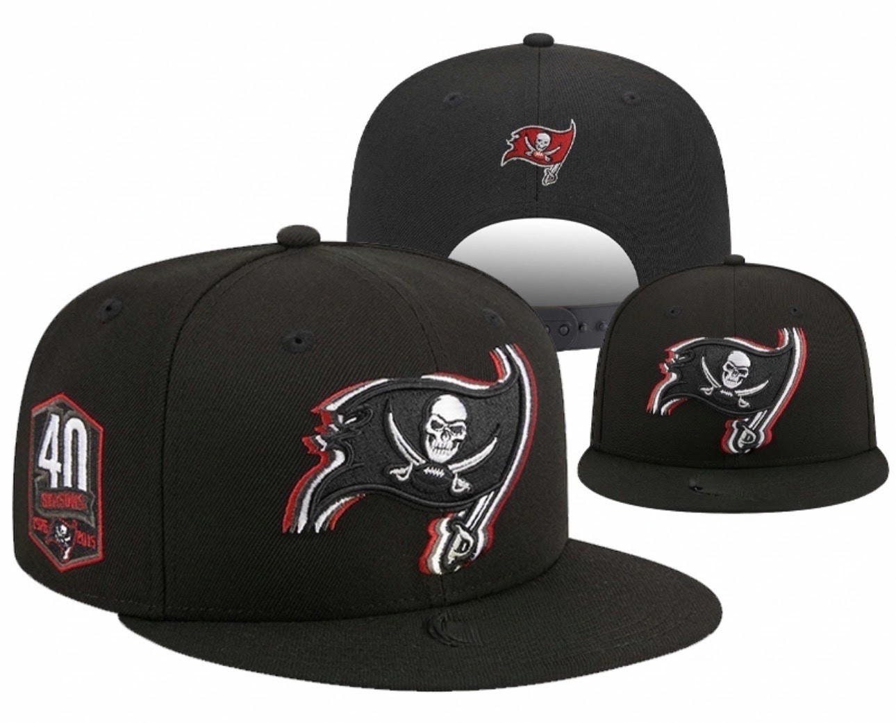 Tampa Bay Buccaneers Black Snapback Hat 40 Seasons Embroidered Logo Flat Bill Tampa Bay Buccaneers Black Snapback Hat 40 Seasons Embroidered Logo Flat Bill