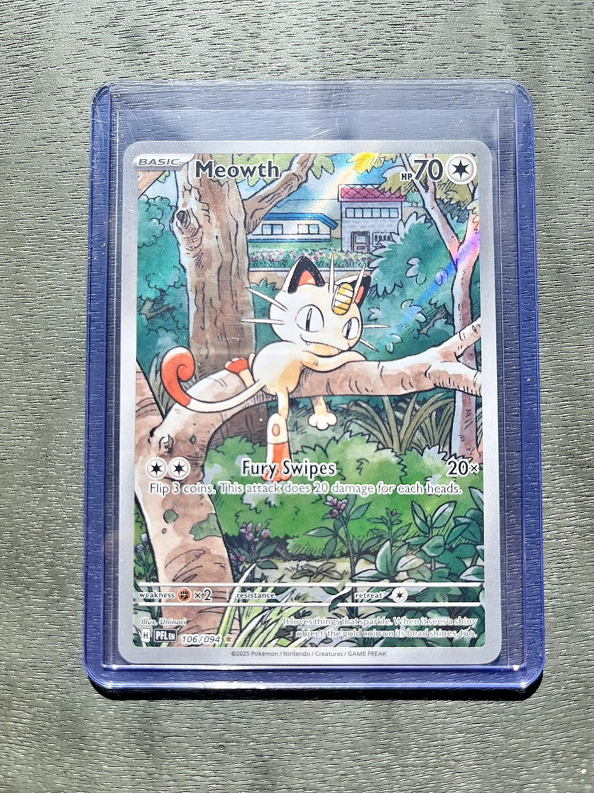 Meowth 106/094 Illustration Rare Phantasmal Flames Pokemon Holo Near Mint