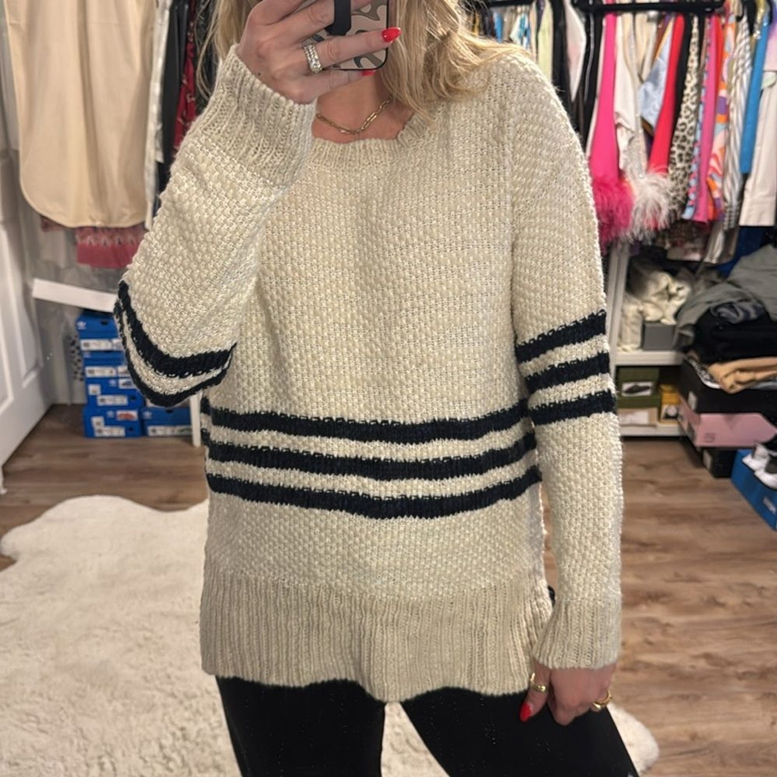Vintage Havana Chunky Knit Striped Sweater