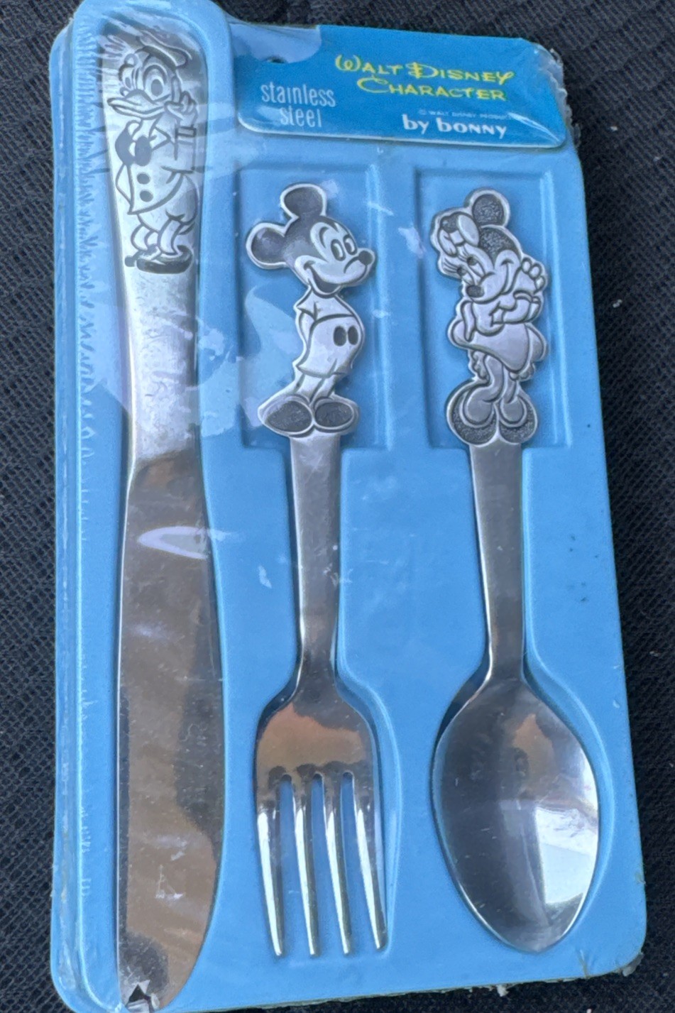 New Vintage Walt Disney Stainless Dinnerware Mickey Mouse 1970s Baby Child