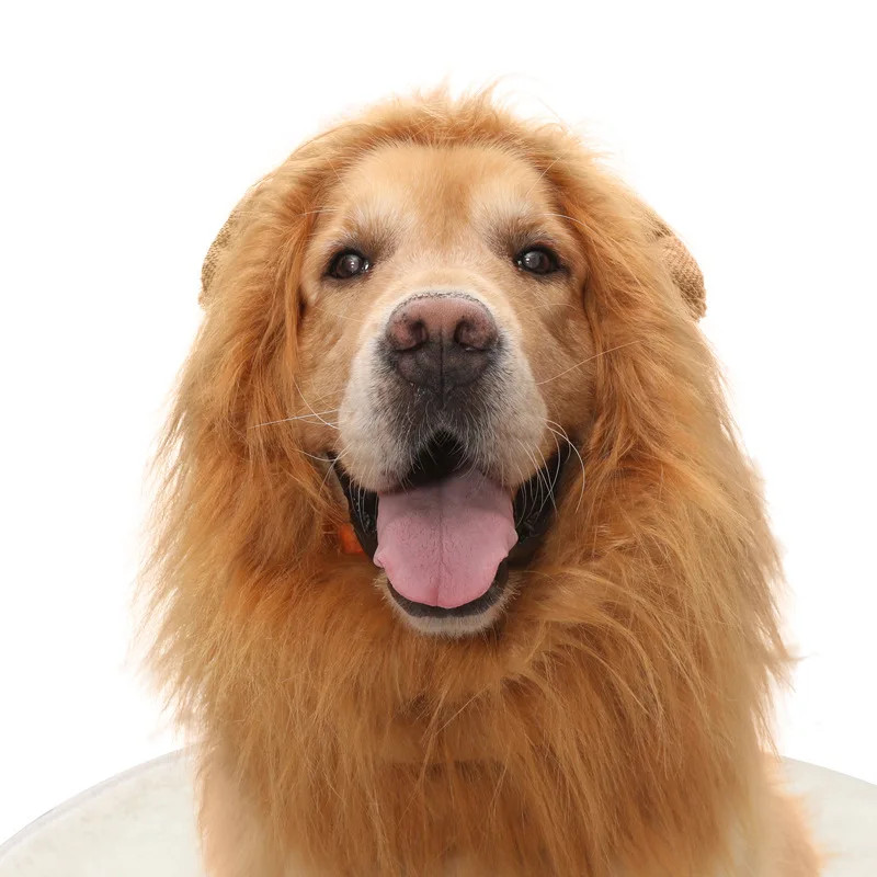 Dog Lion Mane Wig Halloween Pet Costume Funny Headwear for Medium Large Dogs