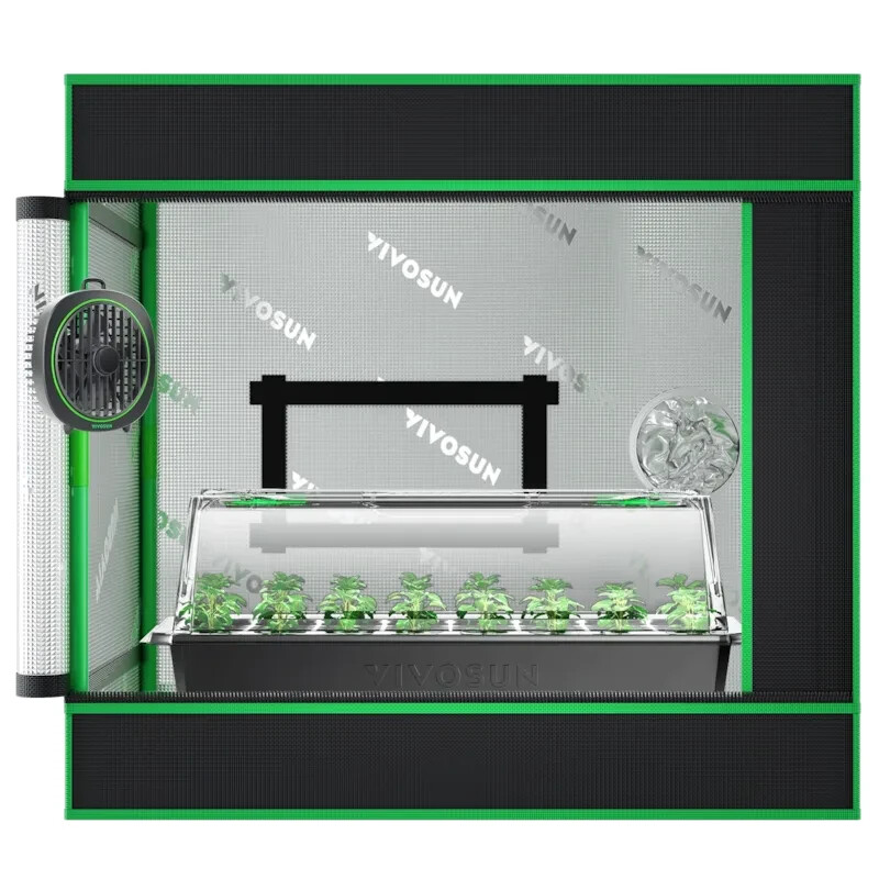 VIVOSUN Clone Tent Kit 20″x14″x21″ w/ Seed Starter Tray AeroWave D4 Rockwool Cub