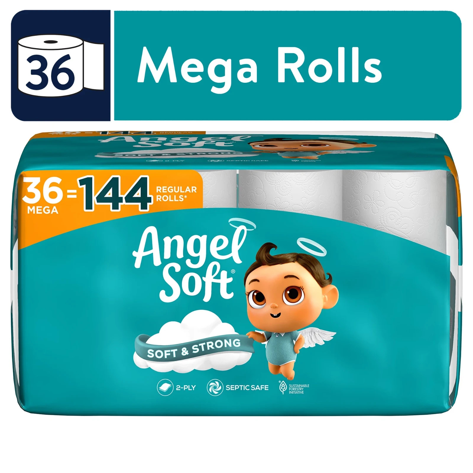 Angel Soft 2-Ply Toilet Paper, 36 Mega Rolls  Soft Strong Flushable ing