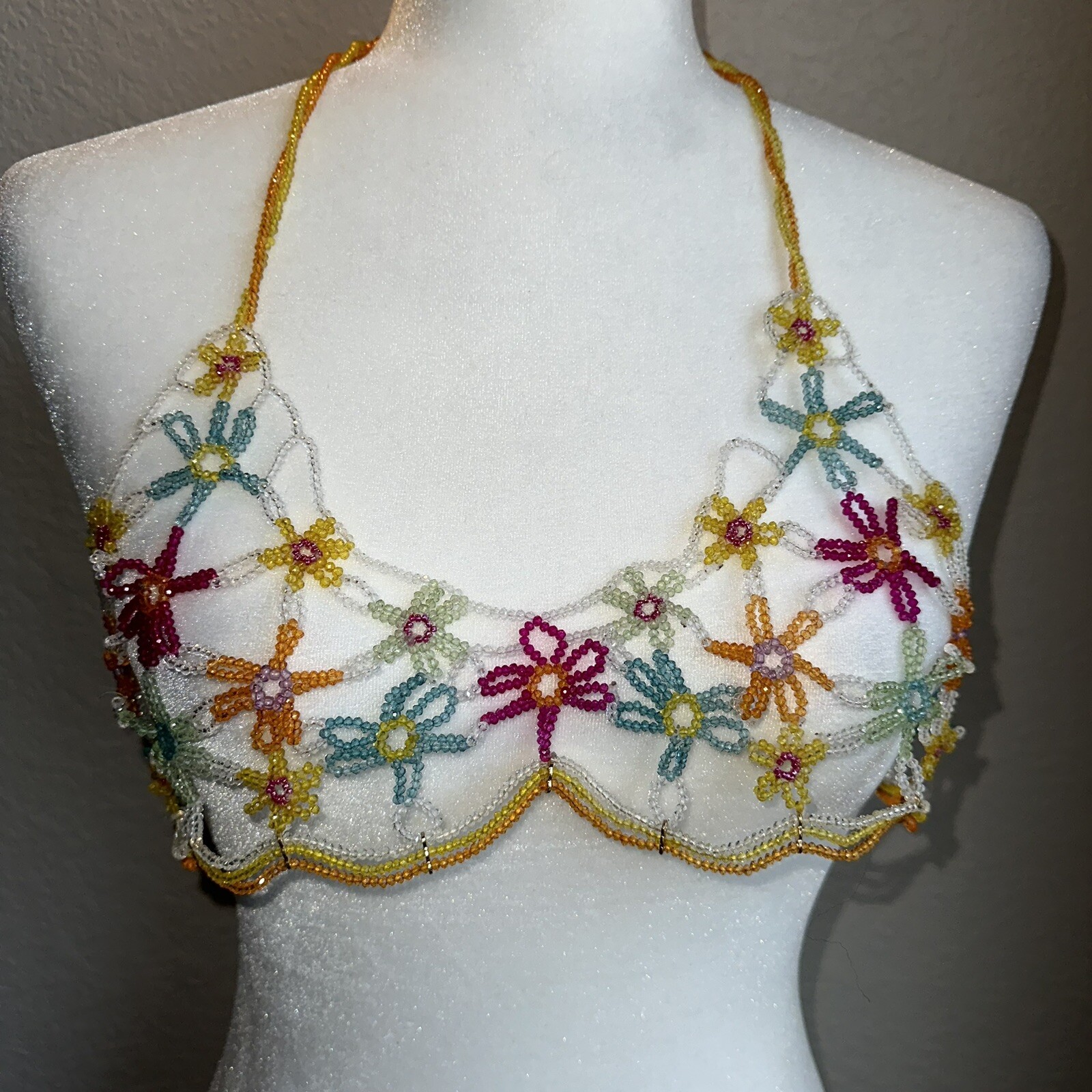 New Zara Floral Beaded Multicolor Top Festival Coachella Bloggers Fav 1070/204