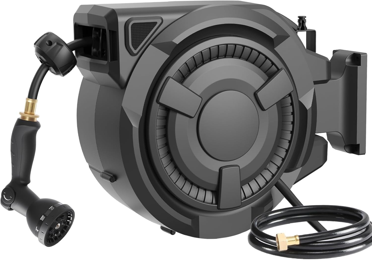 wikiwiki Retractable Garden Hose Reel 1/2 in x 100 ft, Heavy Duty Wall Mounte...