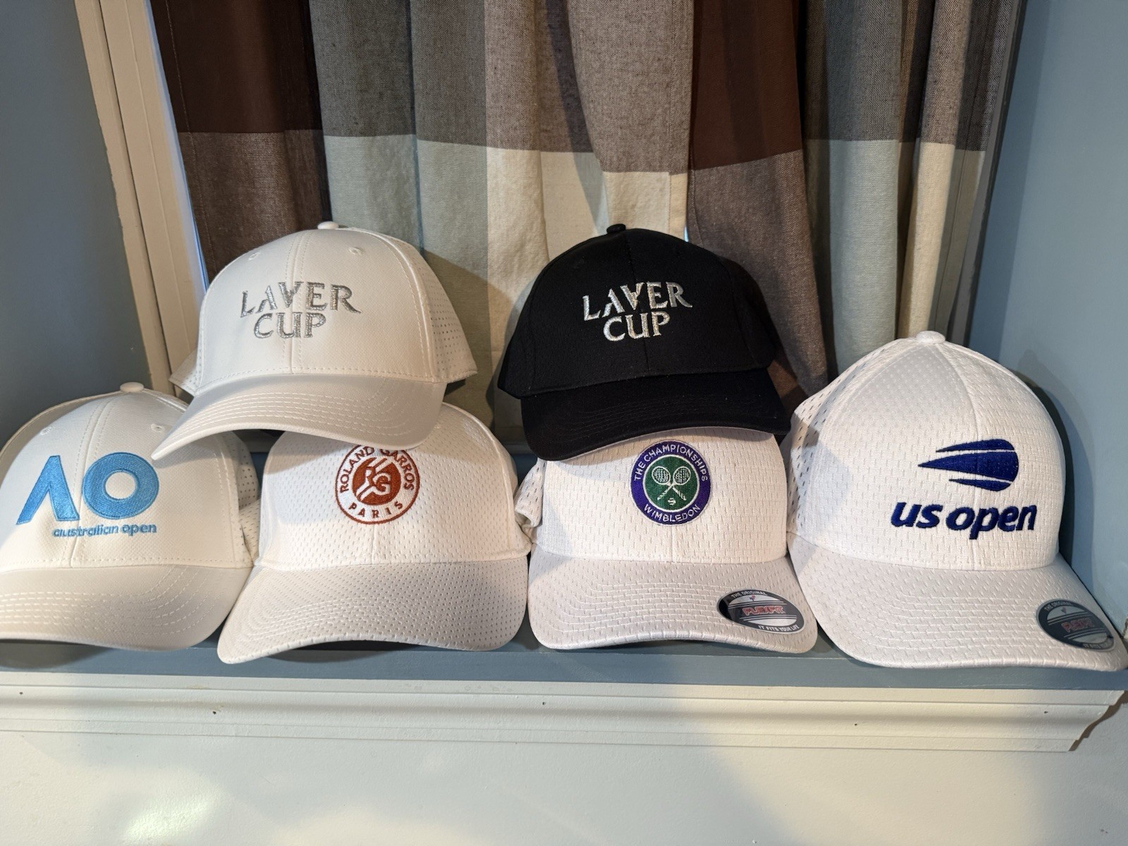 All 4 Grand Slam Hats Plus Laver cup Hats