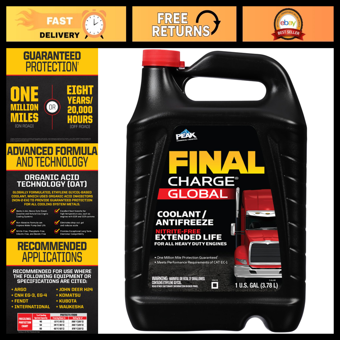 Extended Life Antifreeze Coolant for Heavy Duty Engines - 1 Gallon Concentrate Extended Life Antifreeze Coolant for Heavy Duty Engines - 1 Gallon Concentrate