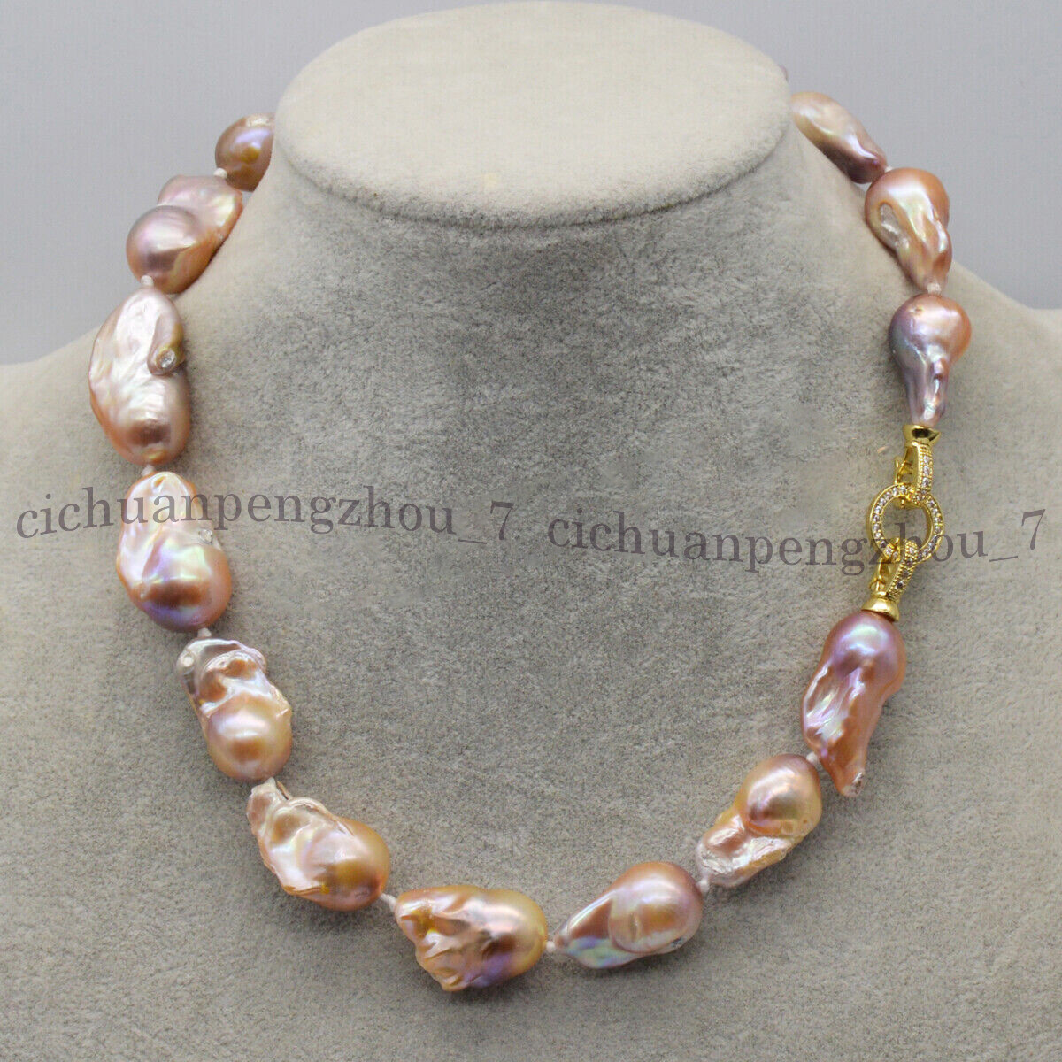 Huge 15-25mm Natural Pink Purple South Sea Keshi Baroque Pearl Necklace 18''