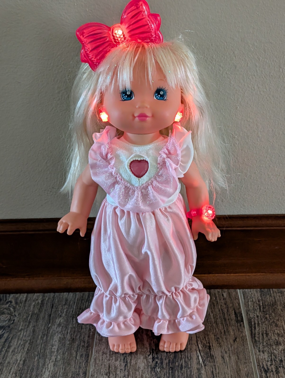 Vintage Mattel PJ Sparkles Doll Pink Dress Lights Up Tested Works 1988 Vintage Mattel PJ Sparkles Doll Pink Dress Lights Up Tested Works 1988
