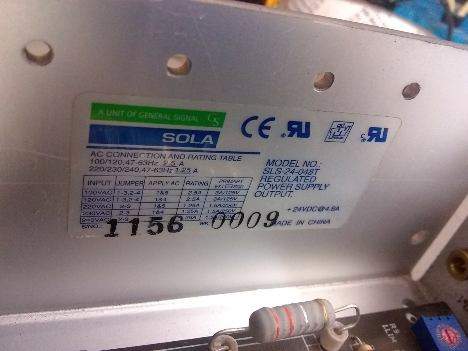 SOLA / HEAVY-DUTY SLS-24-048T REGULATED POWER SUPPLY OUTPUT 24VDC 4.8A SOLA / HEAVY-DUTY SLS-24-048T REGULATED POWER SUPPLY OUTPUT 24VDC 4.8A