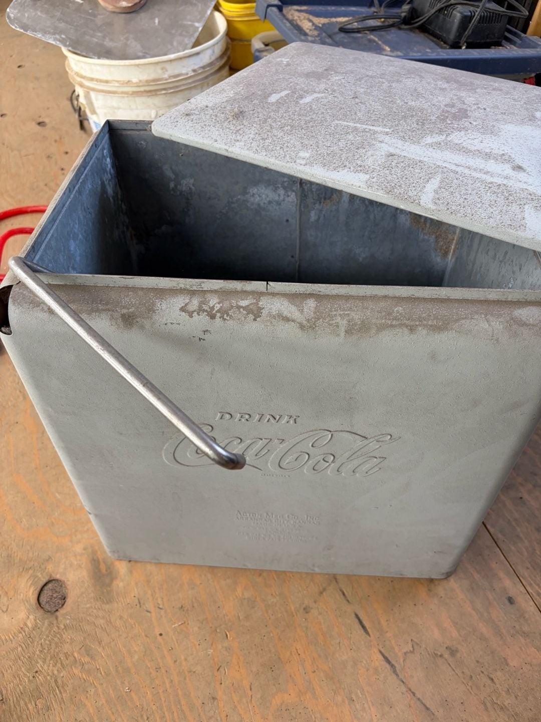 Vintage 1950s Coca-Cola Metal Picnic Cooler by Acton Mfg. Co. Partly restored