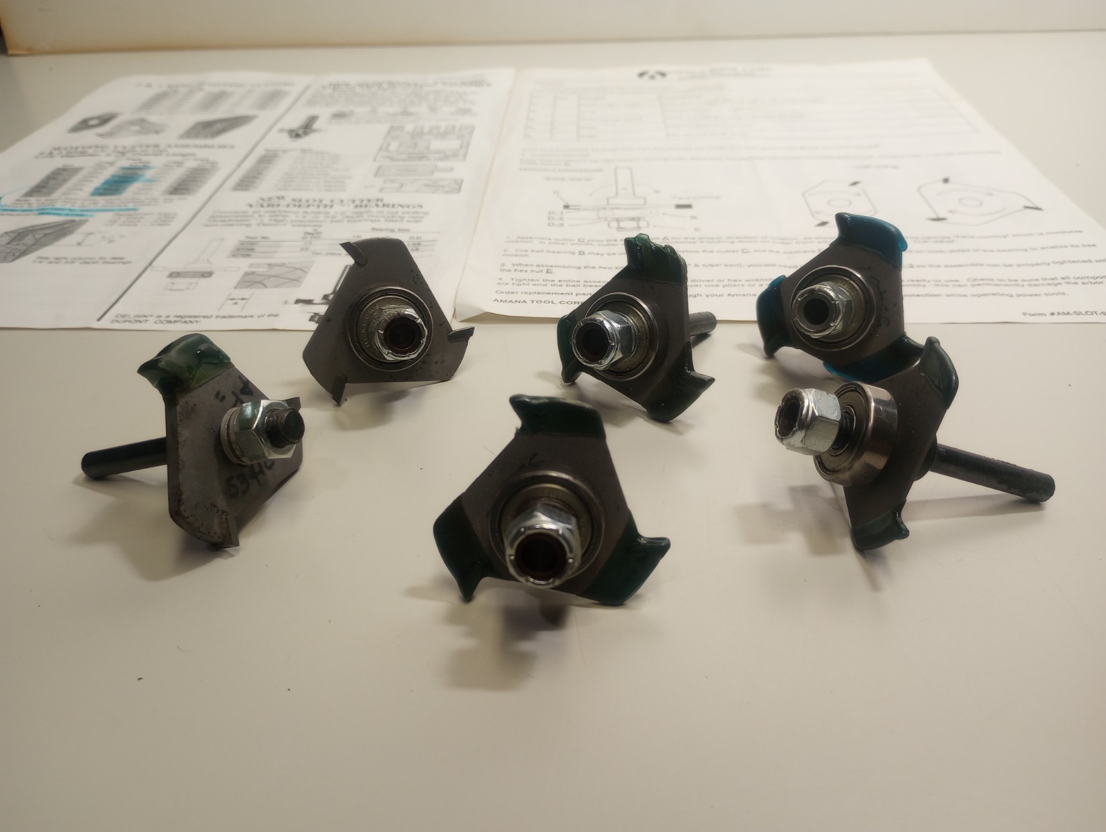 NEW OLD STOCK 1990 Vintage Amana Tool 3-Wing Slotting Cutter Router Bit Lot NOS