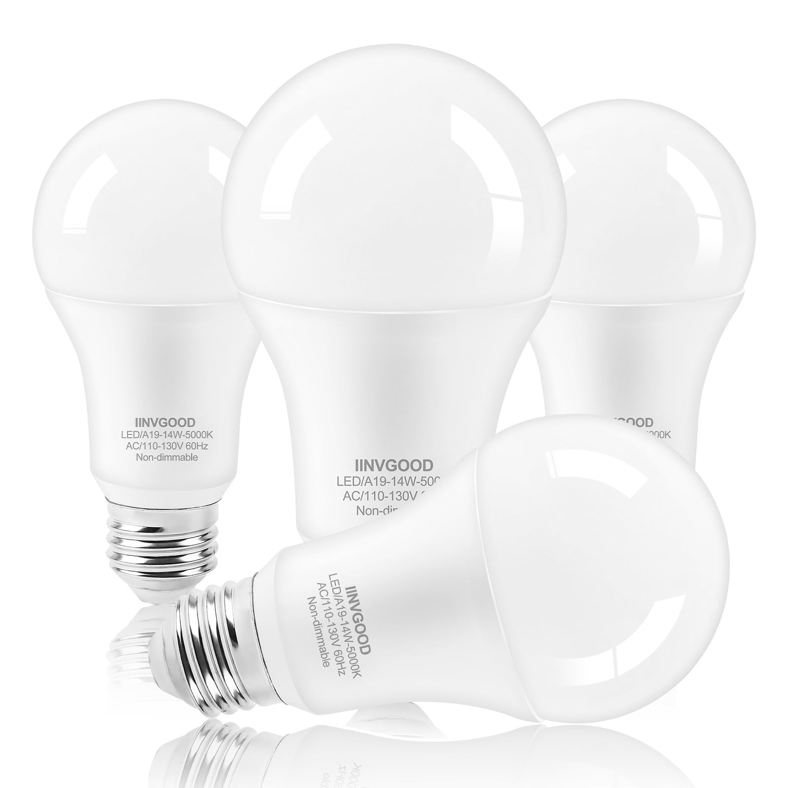 4/6/12/24-pack A19 LED Bulbs 15W equivalent 100W replacement Daylight 5000K E26