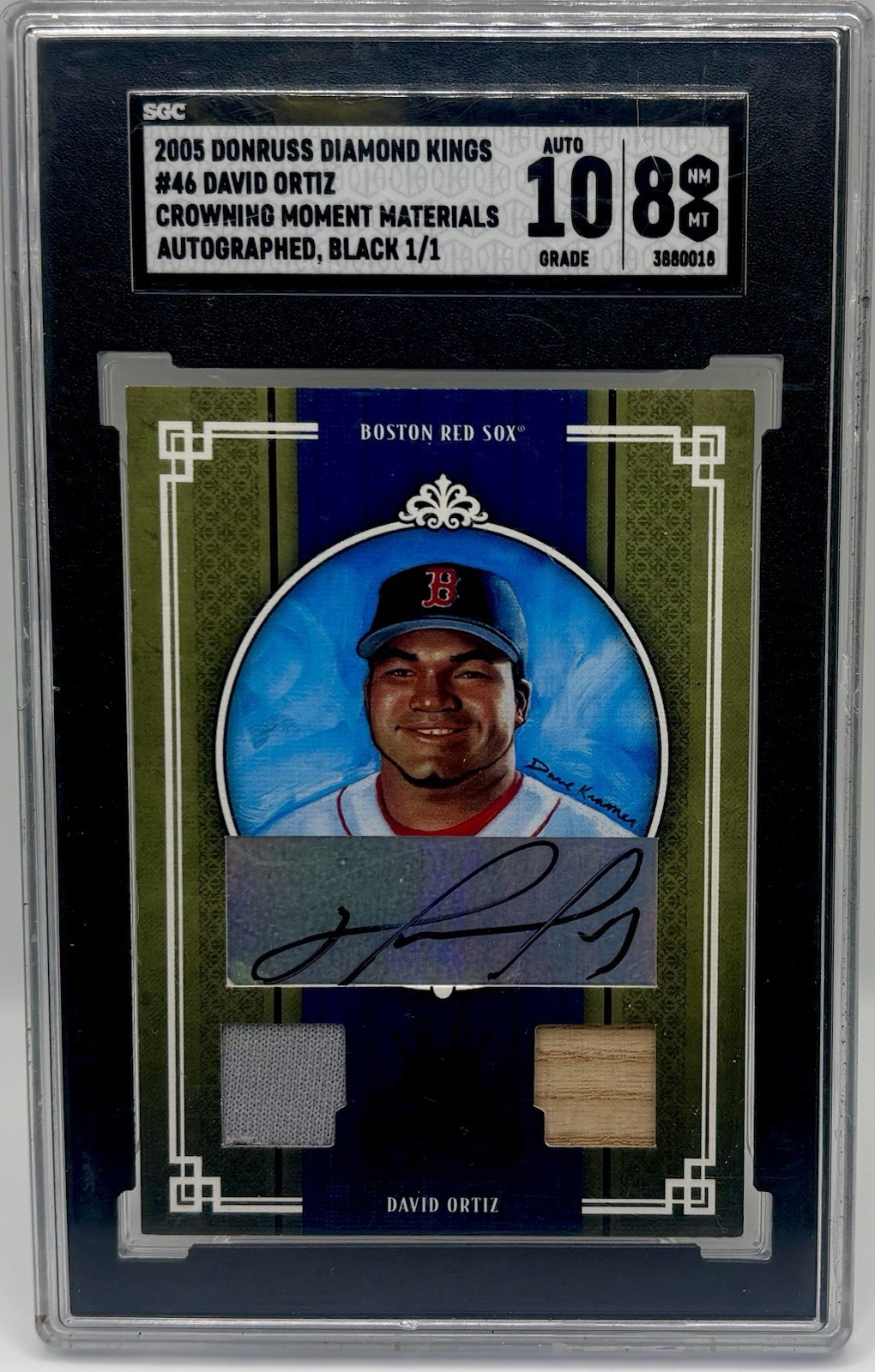 2005 Donruss Diamond Kings David Ortiz Auto Dual Jersey Bat Patch SGC 8 TRUE 1/1 2005 Donruss Diamond Kings David Ortiz Auto Dual Jersey Bat Patch SGC 8 TRUE 1/1