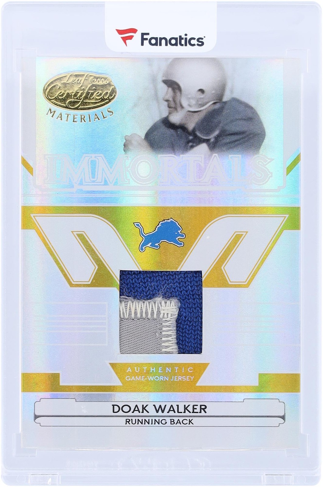 Doak Walker Lions Signed 2006 Leaf Certified Materials Mirror #247 #9/10 Card