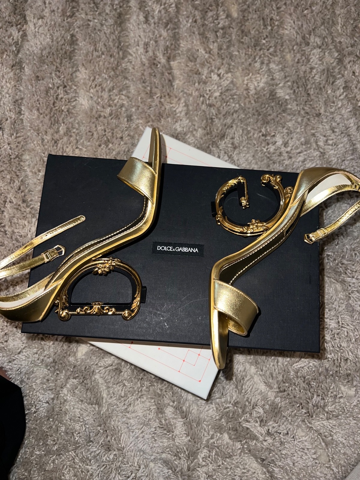 Dolce & Gabanna nappa mordore with gold D&G heel. Size 39.5. Worn one time