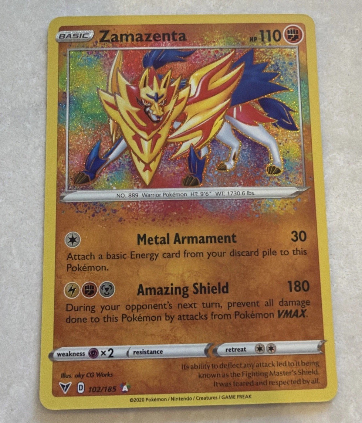 🔥 🔥 🔥 Zamazenta 102/185 Amazing Rare Vivid Voltage Pokemon Holo NM 🔥 🔥 🔥 🔥 🔥 🔥 Zamazenta 102/185 Amazing Rare Vivid Voltage Pokemon Holo NM 🔥 🔥 🔥