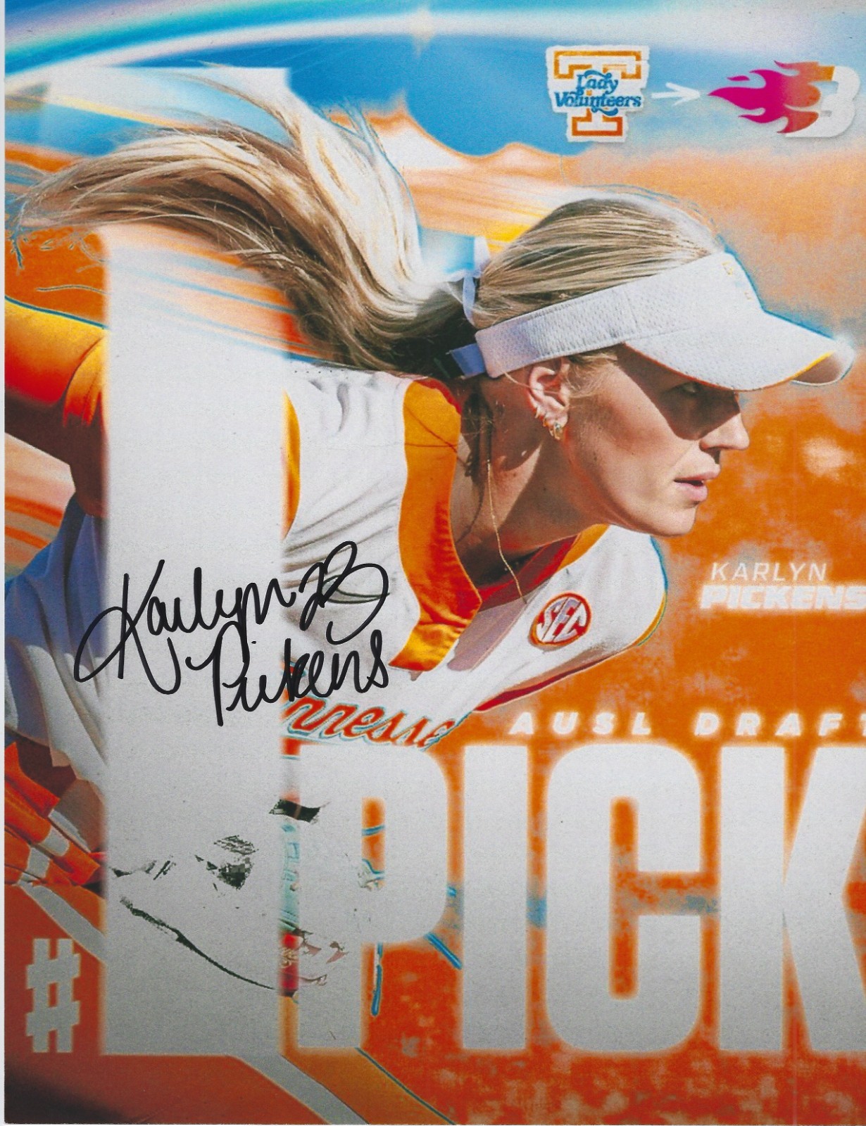 KARLYN PICKENS Signed 8.5 x 11 Photo TENNESSEE VOLS Softball AUSL Carolina Blaze