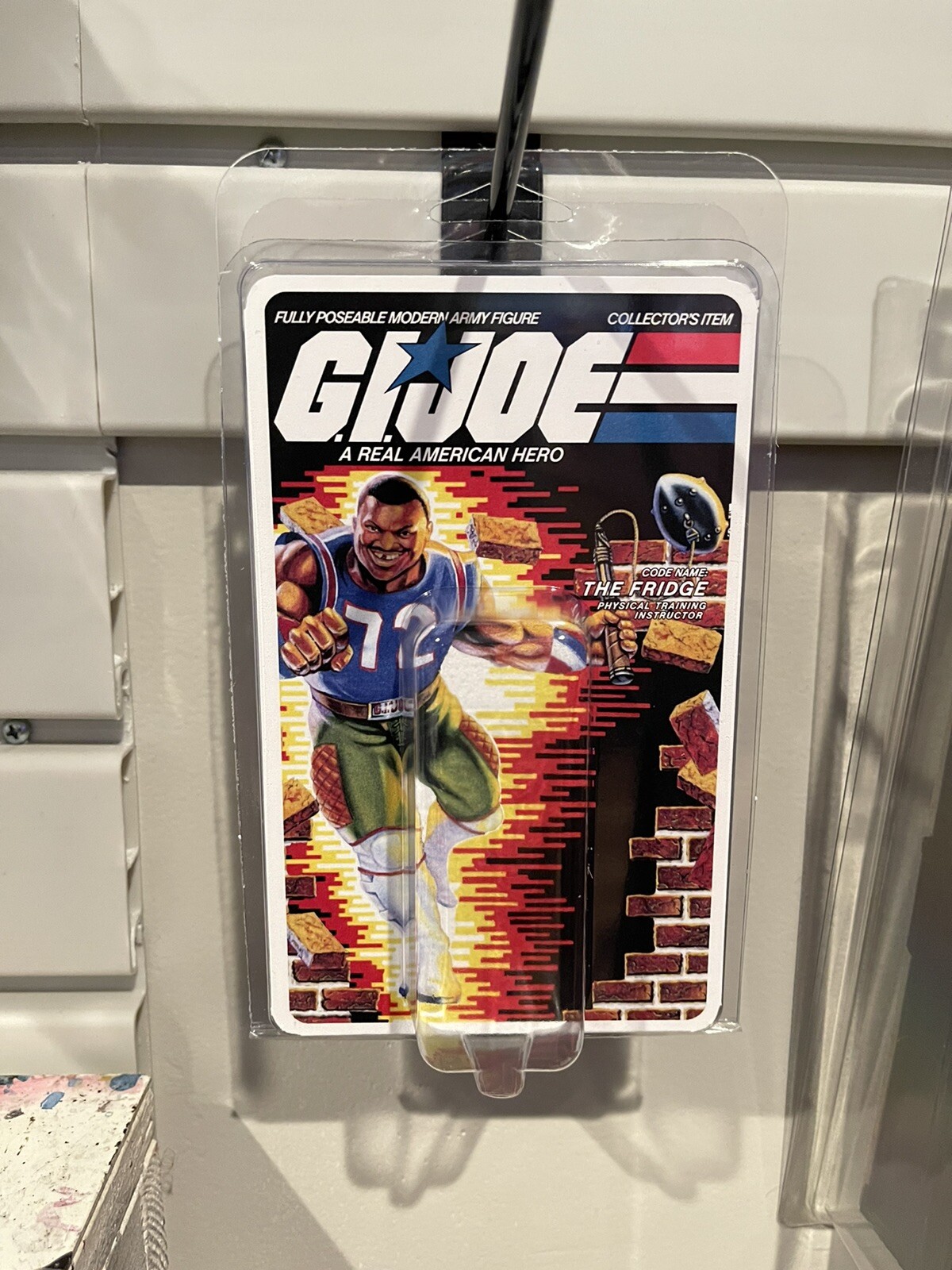š„ GiJoe š„ 1986 William āThe Refrigeratorā Perry Display Case & Cardback Insert š„ GiJoe š„ 1986 William āThe Refrigeratorā Perry Display Case & Cardback Insert
