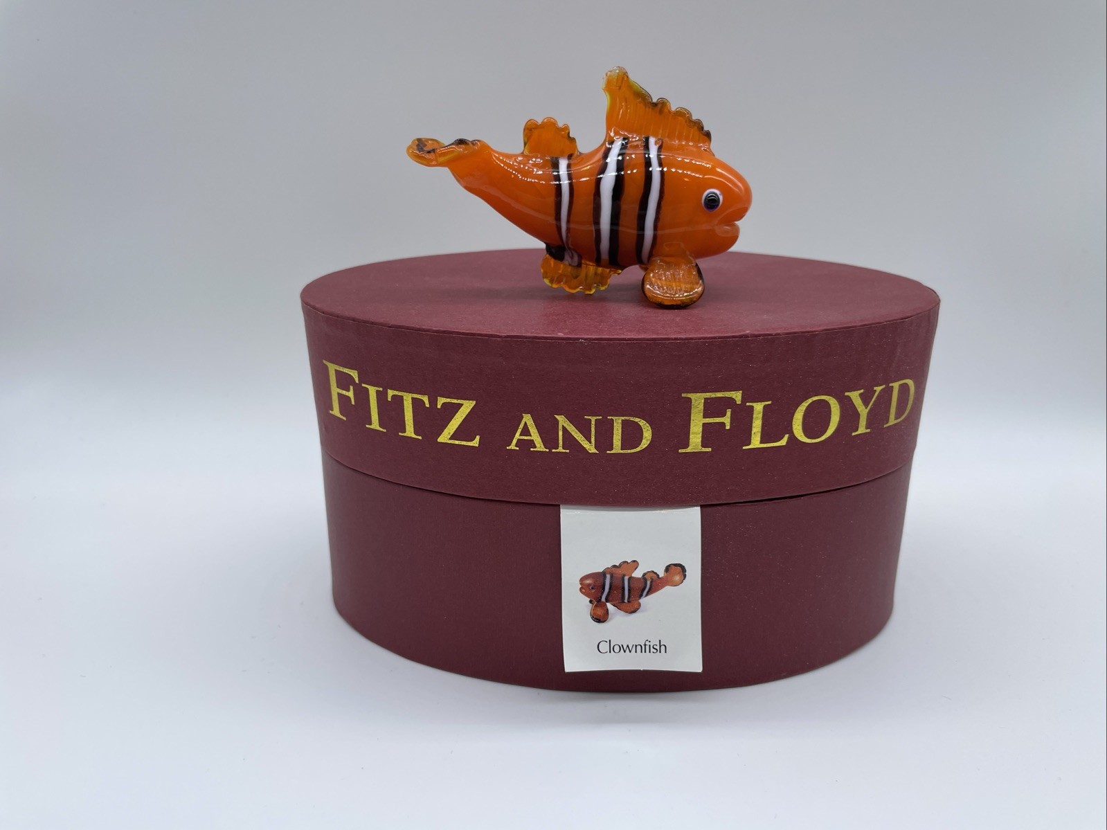 Vintage Fitz and Floyd Glass Menagerie Orange Clownfish Figurine 2004 w/ Box