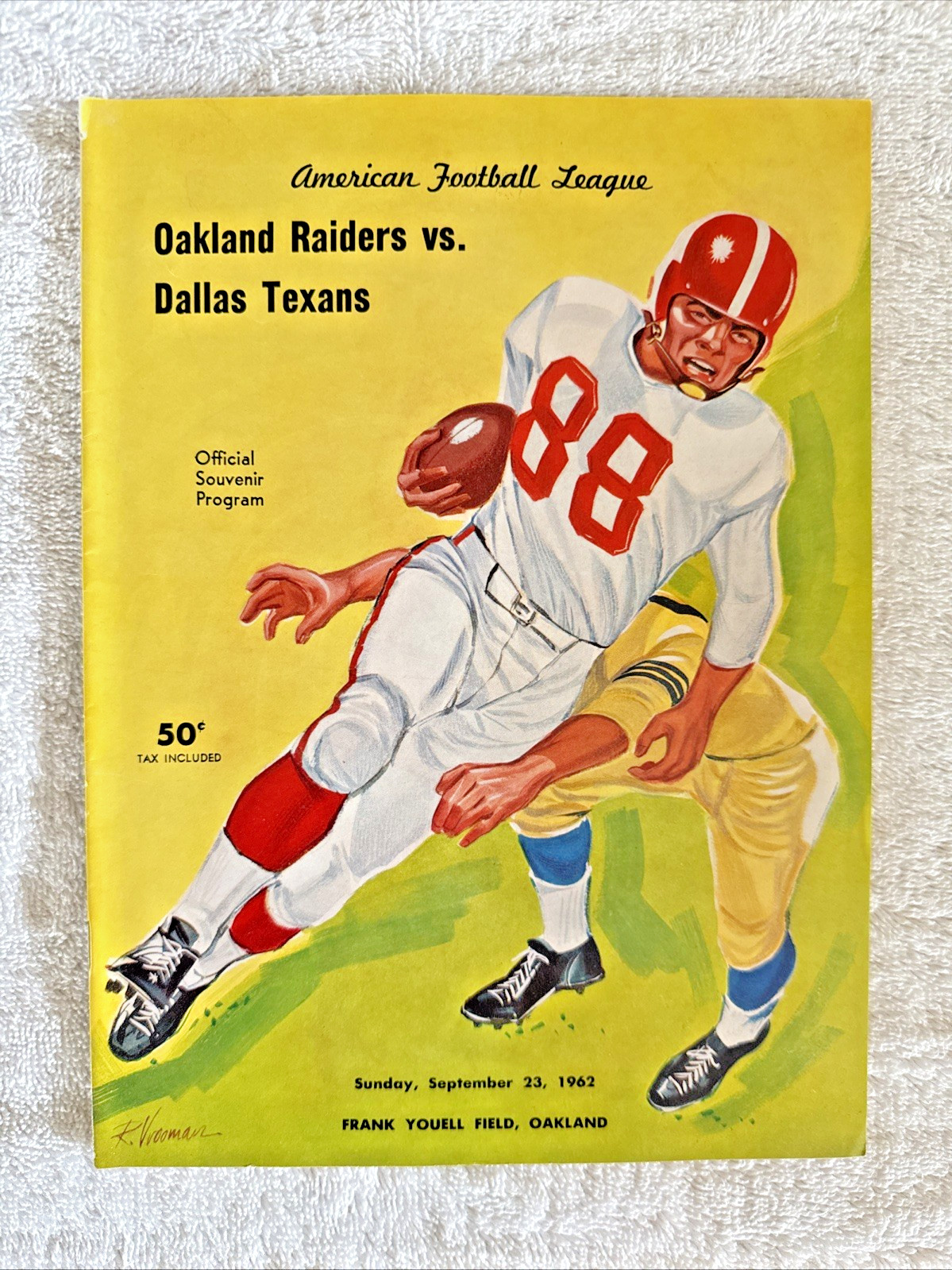 Vintage 1962 AFL Football Program Oakland Raiders vs Dallas Texans Al Davis 9-23 Vintage 1962 AFL Football Program Oakland Raiders vs Dallas Texans Al Davis 9-23