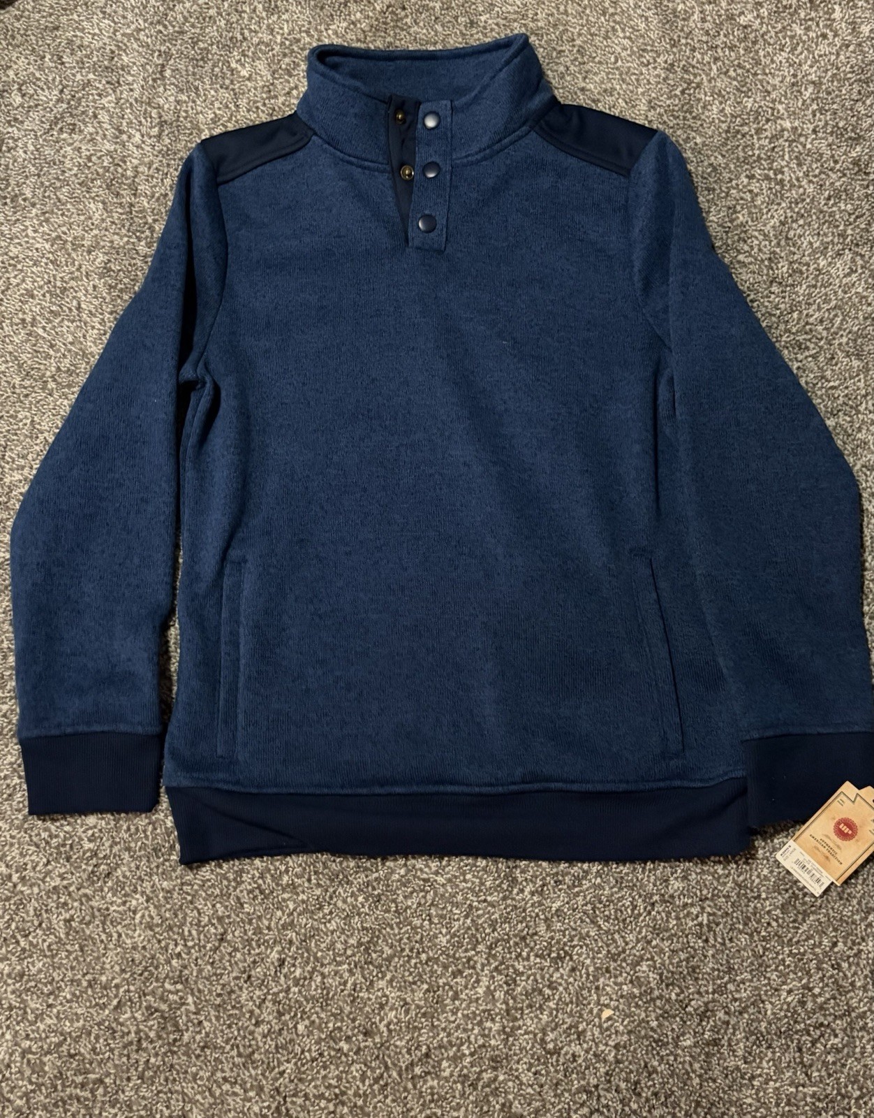 NWT Urban Pipeline Men’s Large Fleece Snap Pullover Navy Blue Sweater 