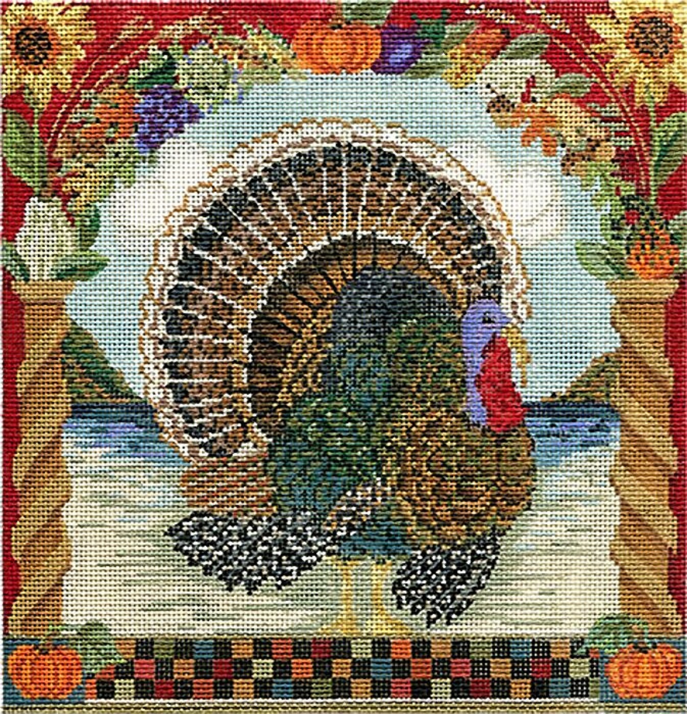 Needlepoint Handpainted Kelly Clark Handsome Tom Turkey w/ Stitch Guide Needlepoint Handpainted Kelly Clark Handsome Tom Turkey w/ Stitch Guide