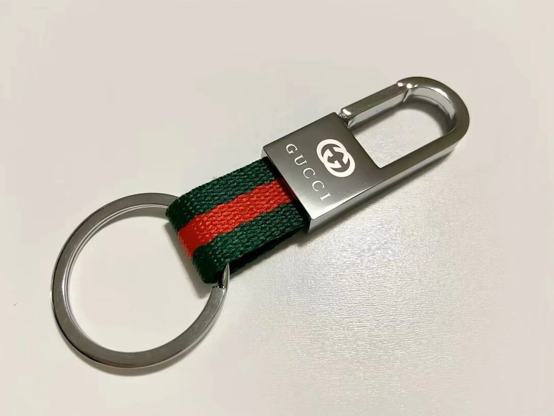 New Gucci Keychain Charm Signature Red/Green Strips Gift Idea New Gucci Keychain Charm Signature Red/Green Strips Gift Idea