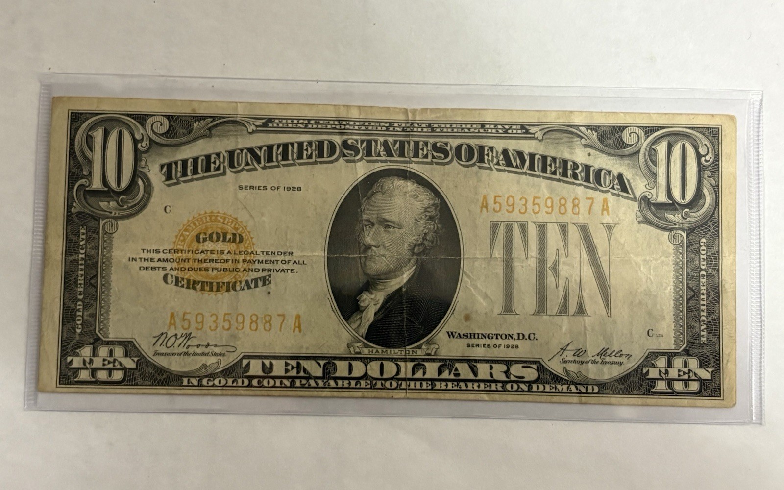 1928 $10 Gold Certificate GOLD SEAL
