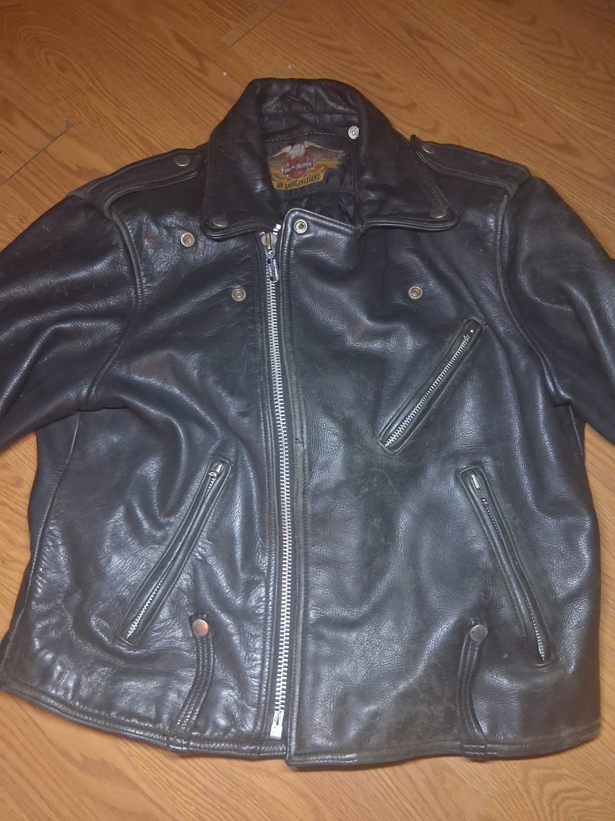 Vintage 1980s Harley Davidson American Legend Leather Motorcycle Jacket Black