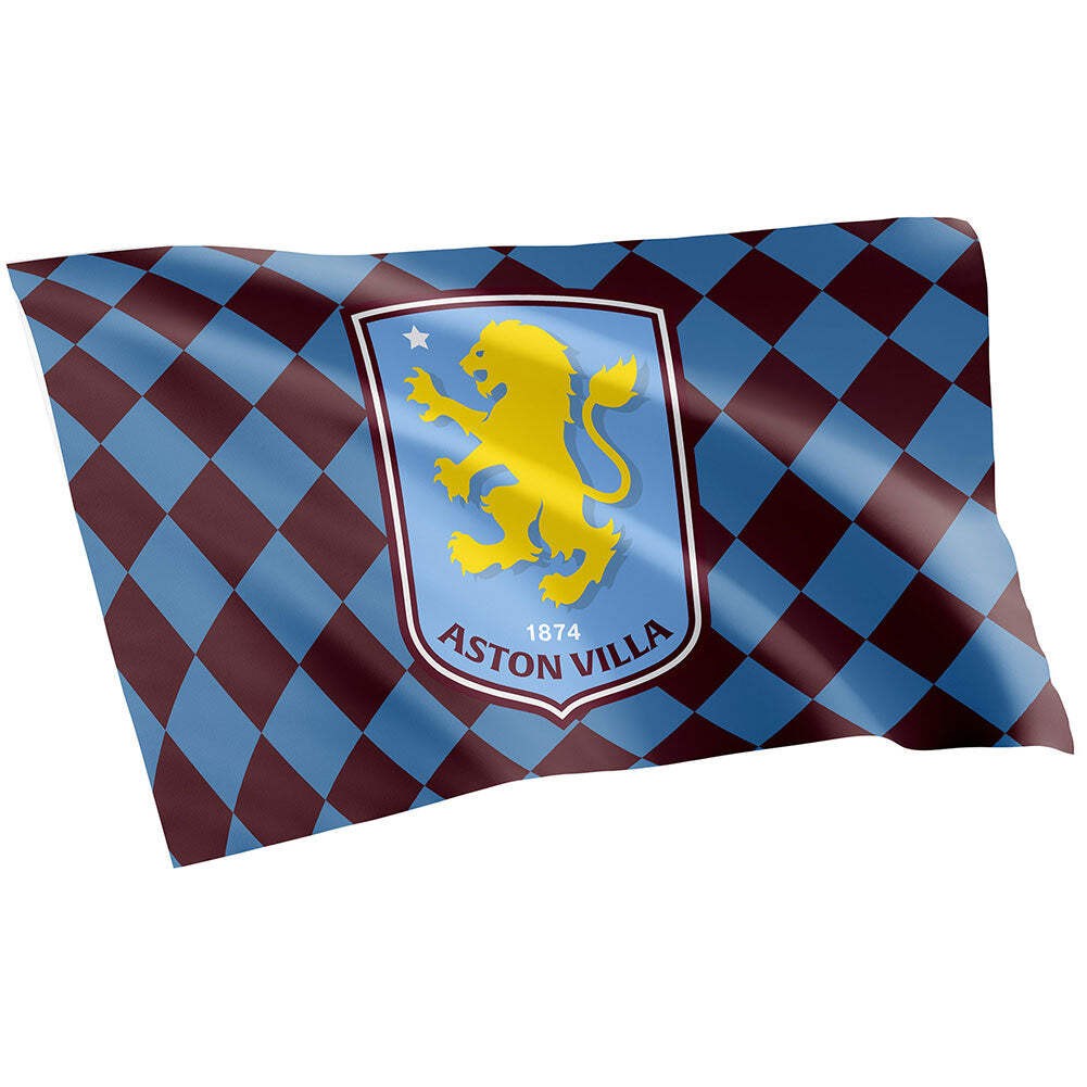 Aston Villa FC Checkered Crest Flag - Authentic EPL