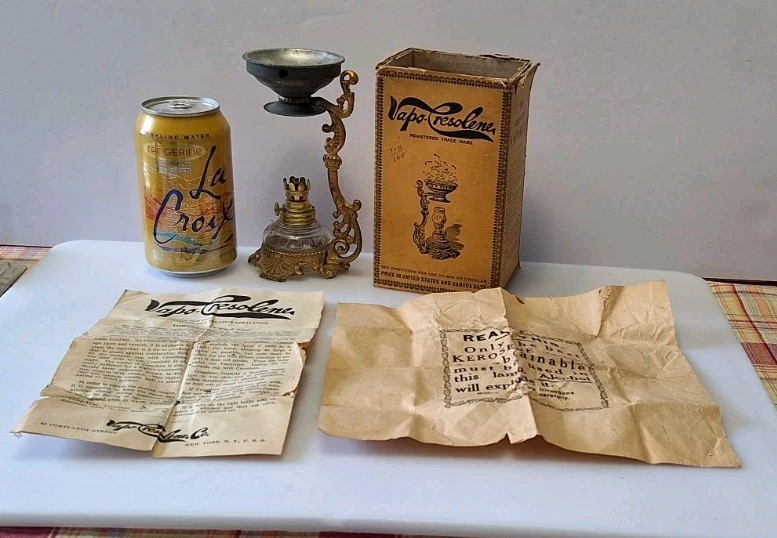 Antique Vapo-Cresolene Vaporizer Inhalation Kerosene Lamp 1888