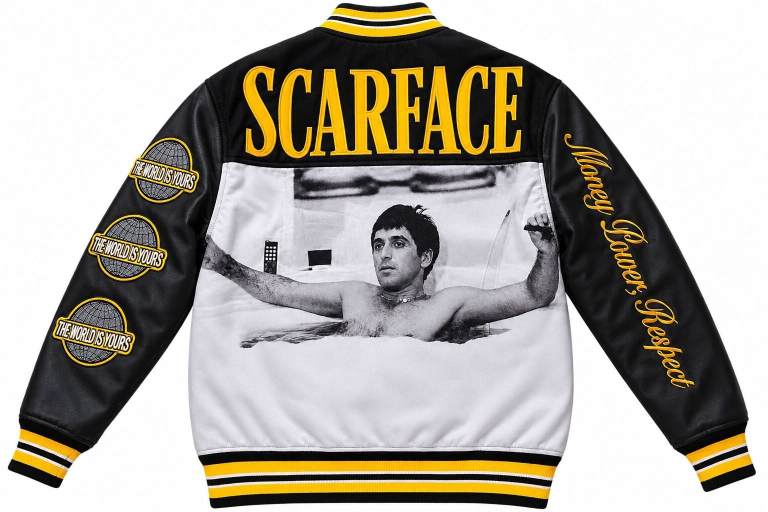 Reason Clothing Scarface The World Is Yours Varsity Jacket Black Size M