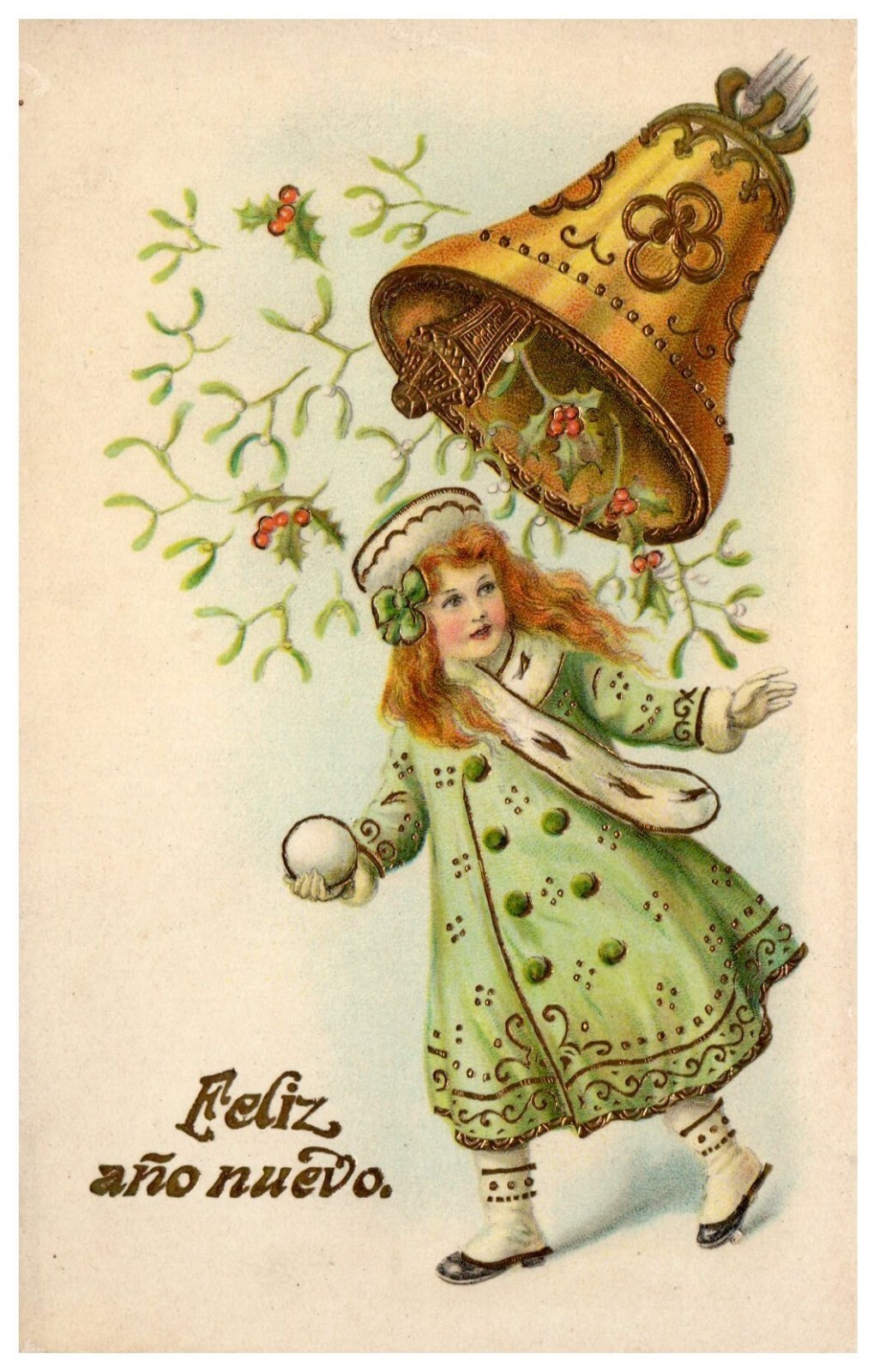 Feliz Ano Nuevo Spanish Happy New Year Embossed Antique Postcard Unposted c.1910 Feliz Ano Nuevo Spanish Happy New Year Embossed Antique Postcard Unposted c.1910