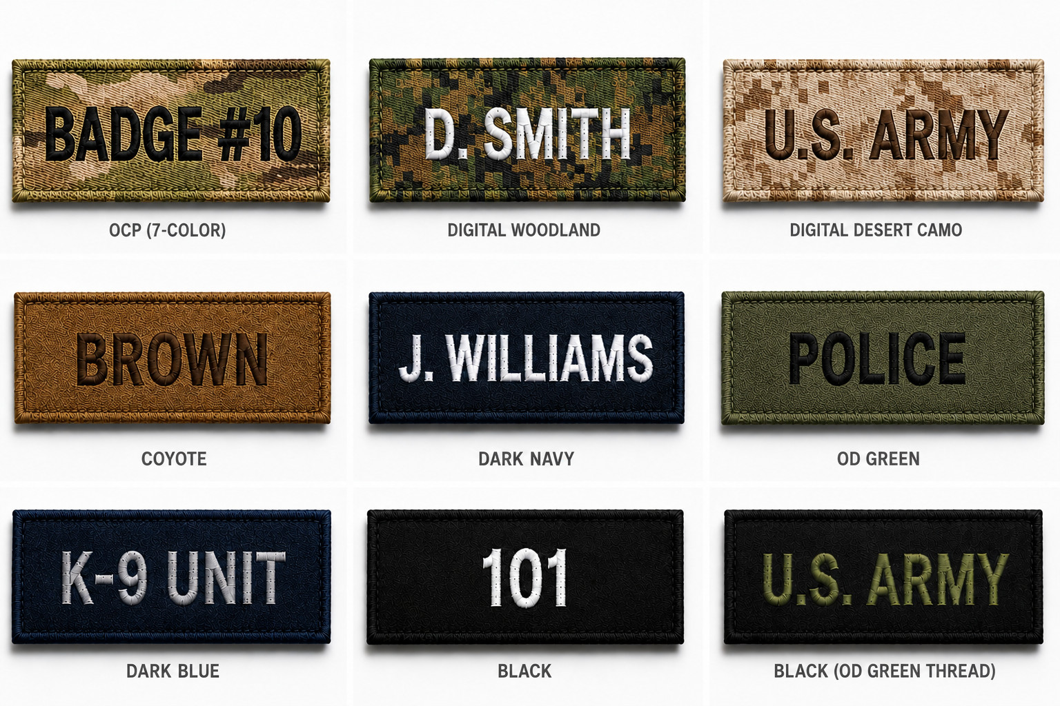 Name Tapes, Military Nametapes, Custom Name Patches, Embroidered Name Tags Camo