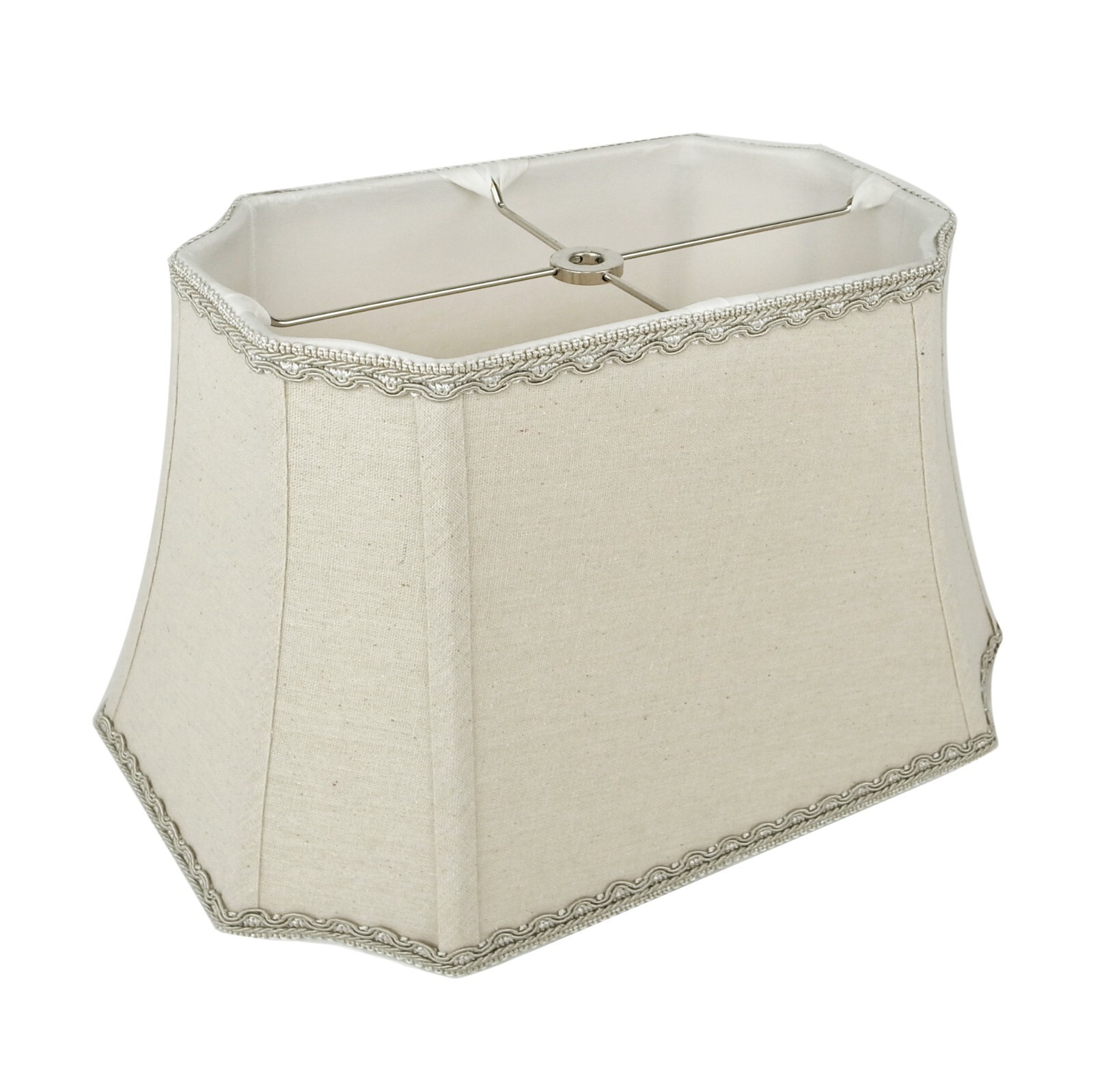 Linen Natural Rectangle Inverted Cut Corner Lampshade with Matching Braid Trim Linen Natural Rectangle Inverted Cut Corner Lampshade with Matching Braid Trim