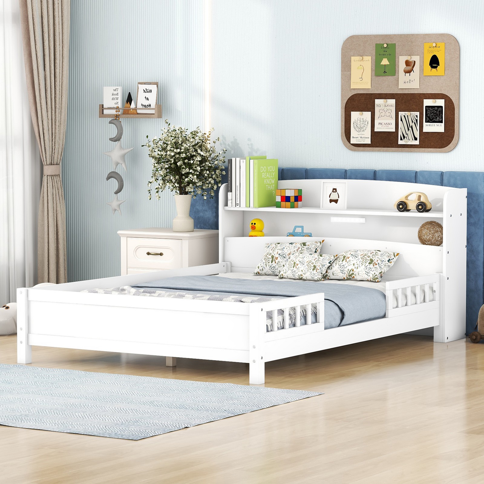Full Modern Platform Bed Frame Antique White Wood 87 Full Modern Platform Bed Frame Antique White Wood 87