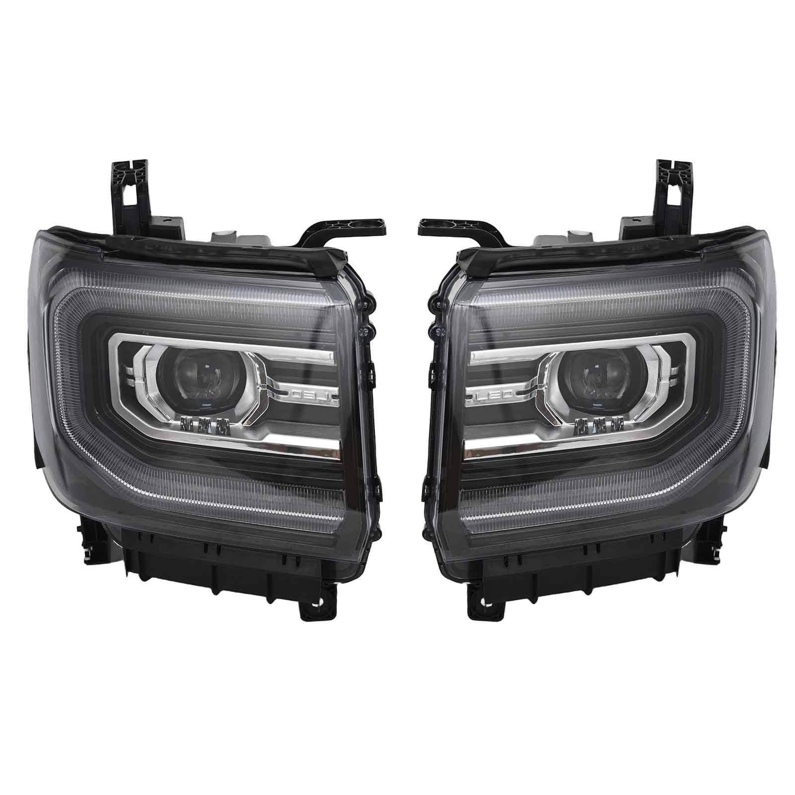 For 2016-2018 GMC Sierra 1500 OE Full LED Projector Headlights Black Pair LH RH