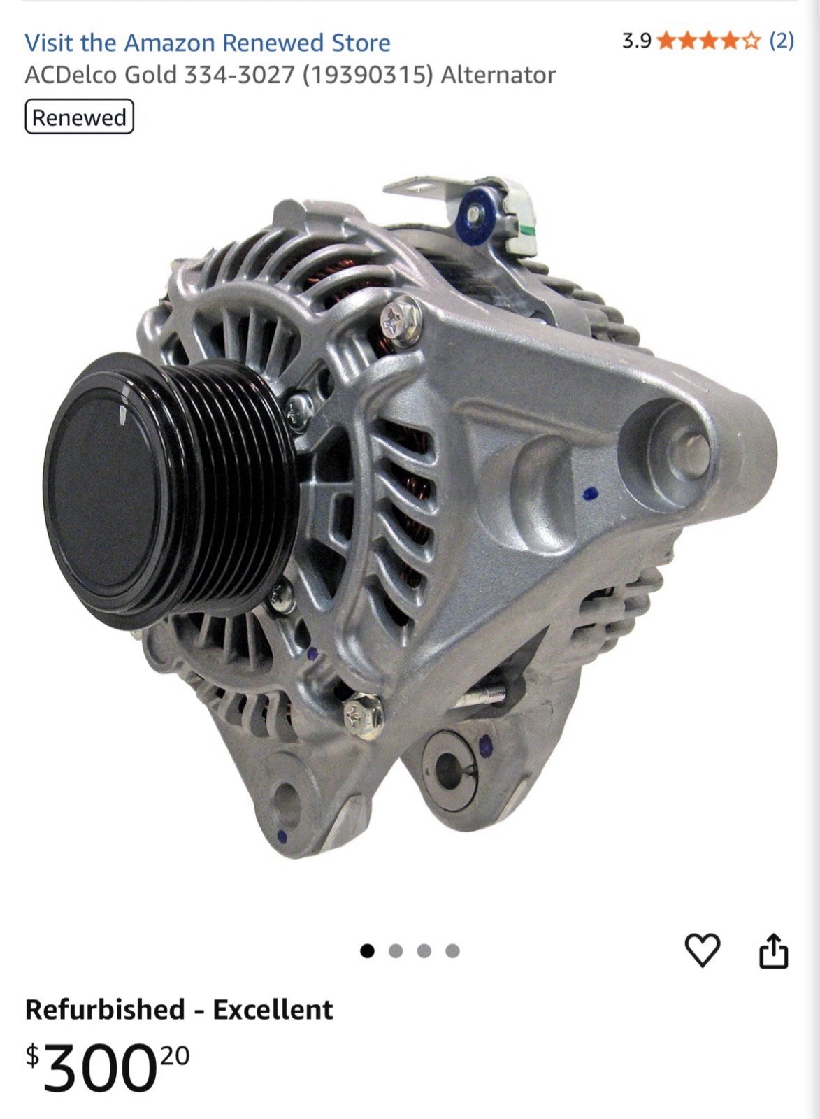 ACDelco Gold 334-3027 (19390315) Alternator