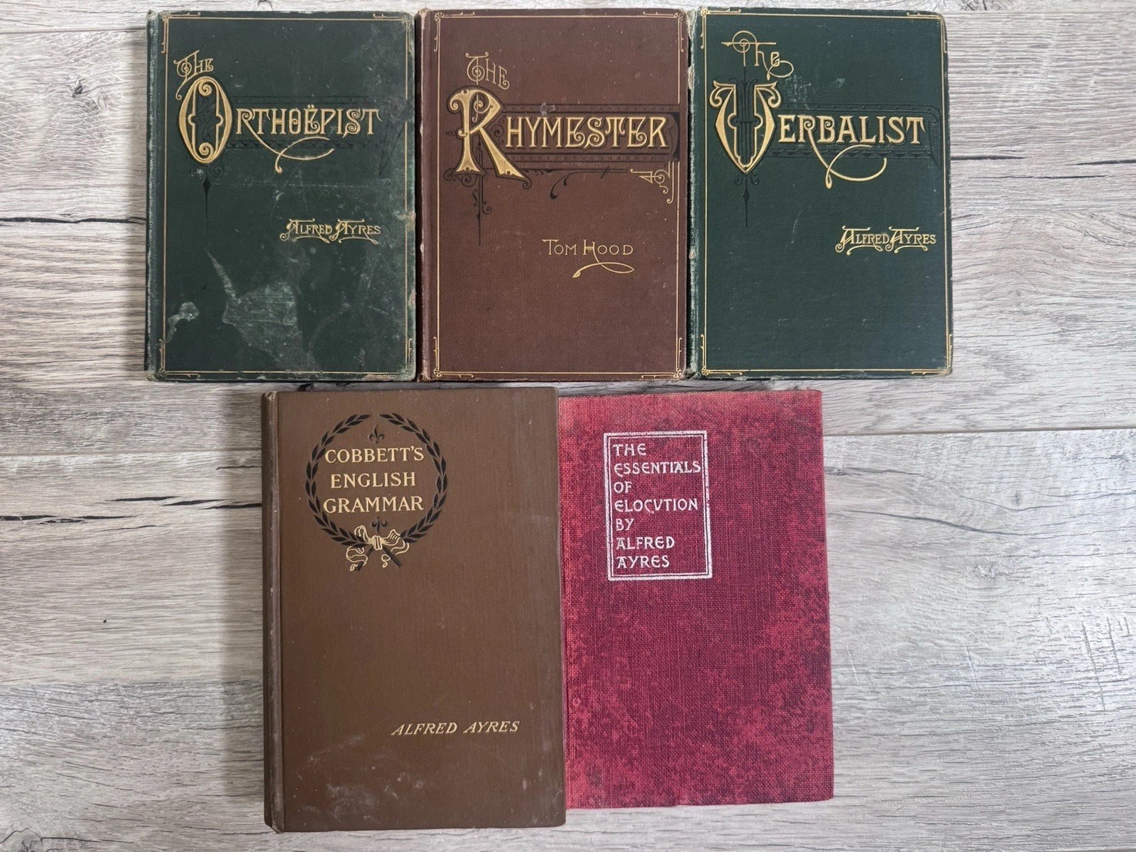 Lot of 5 Antique Grammar Books 1882-1907 Alfred Ayres Orthoëpist Victorian Rare