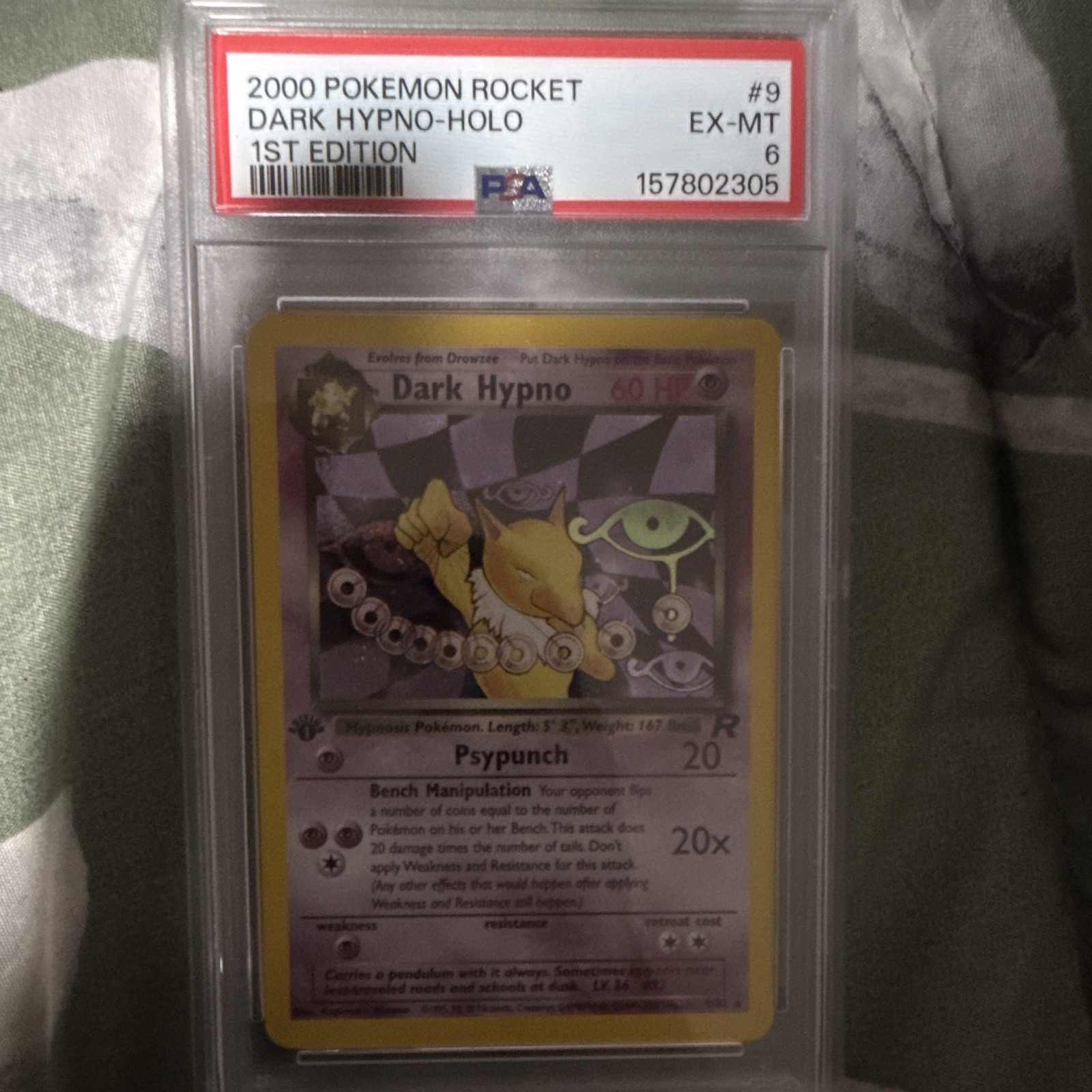 2000 Pokemon Team Rocket Dark Hypno Holo 1st Edition 9/82 PSA 6 English