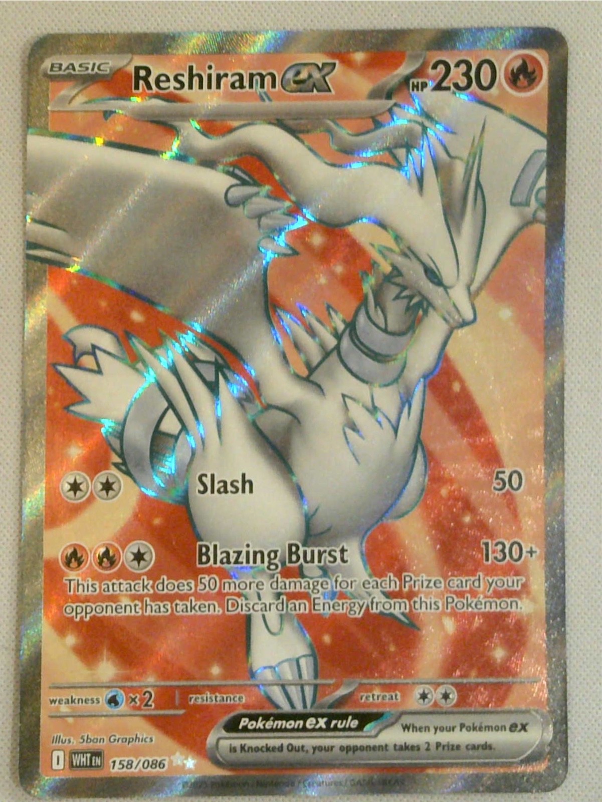Reshiram ex 158/086 Sv: White Flare Holo Reshiram ex 158/086 Sv: White Flare Holo